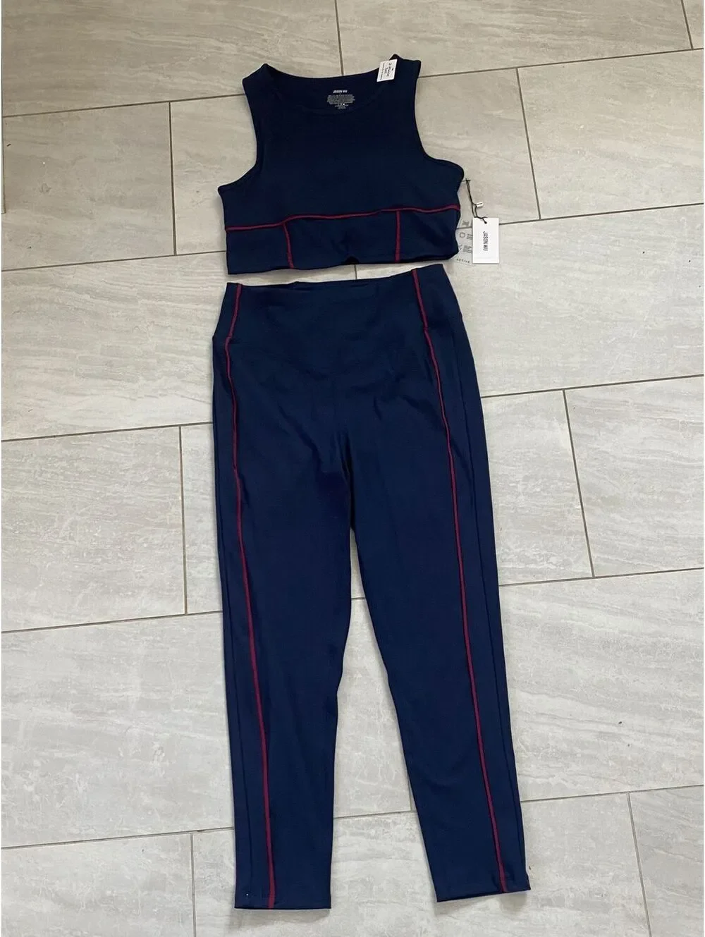 Jason Wu Navy Blue 2-Piece Sports Bar & Legging Set Large